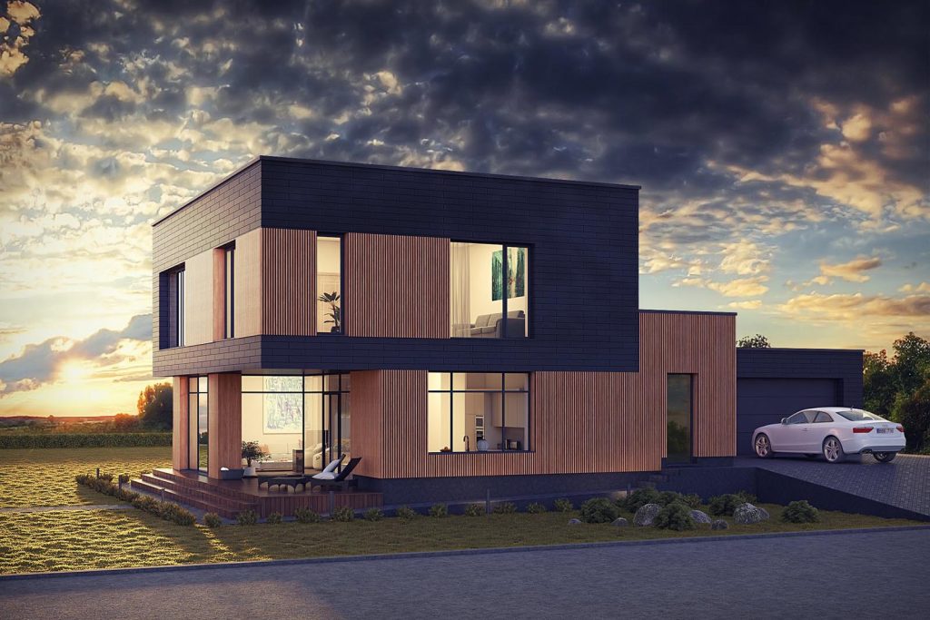 3D vizualizacijos- modernaus namo 3D renderis