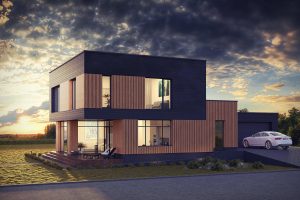 3D vizualizacijos- modernaus namo 3D renderis