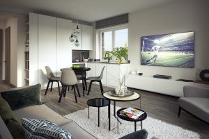 interjero 3D vizualizacijos-Modernios svetainės renderis-4