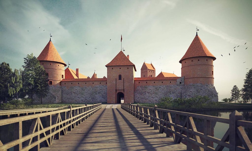 3D vizualizacijos- Trakų pilies 3D renderis - 2