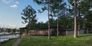 3D vizualizacijos-Jachtų klubo naujo pastato 3D renderis