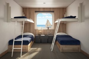 Laivo kajute interjeras 3d vizualizacija