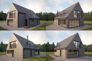 Skandinavisko stiliaus pastatas pirtele